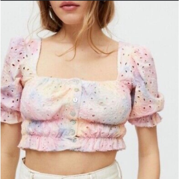Urban Outfitters Tops - Urban Outfitters Tie Dye Puff Sleeve Crop Top XS